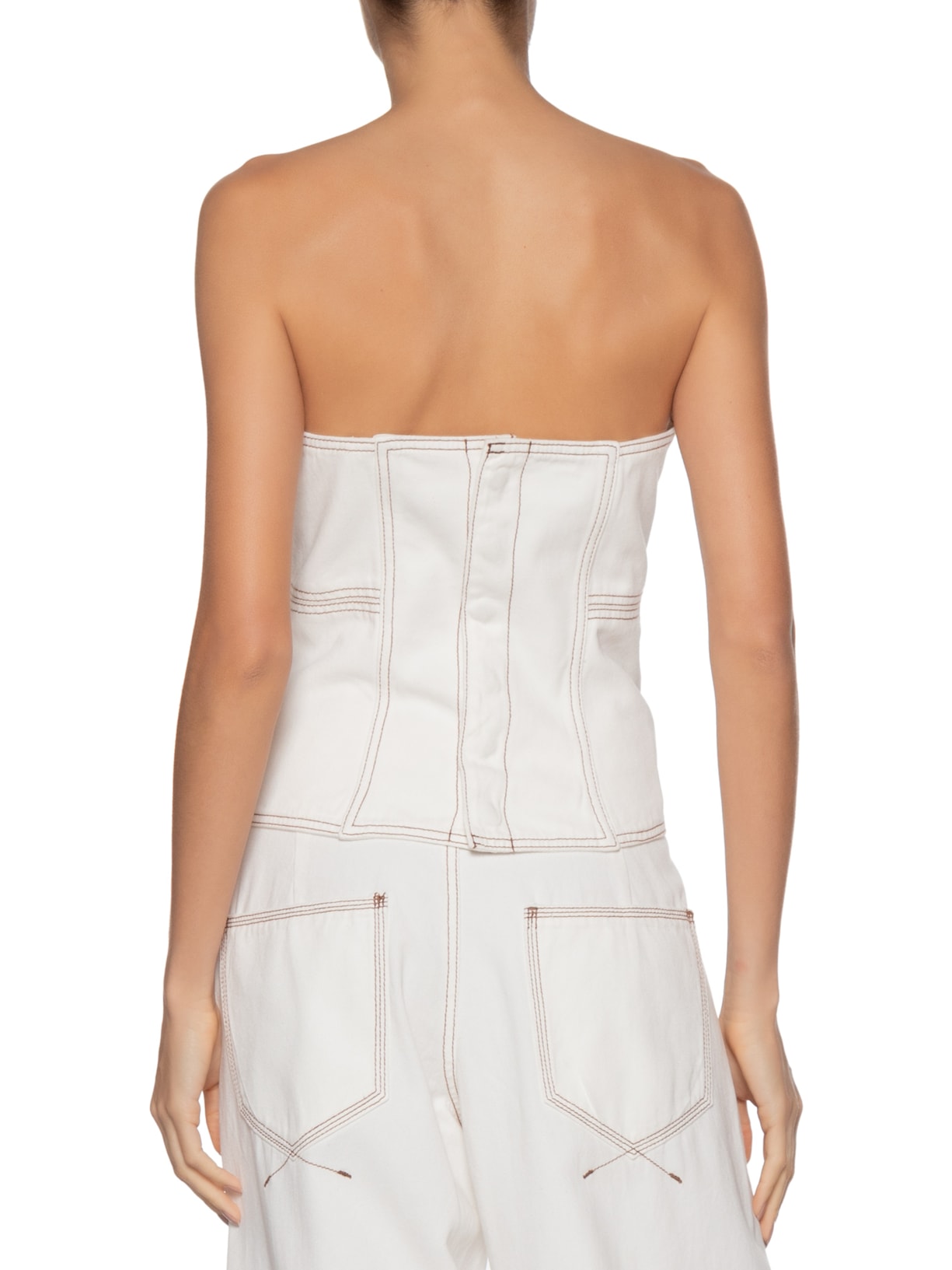 Corselet Feminino Sarja Pespontos Branco Dress To