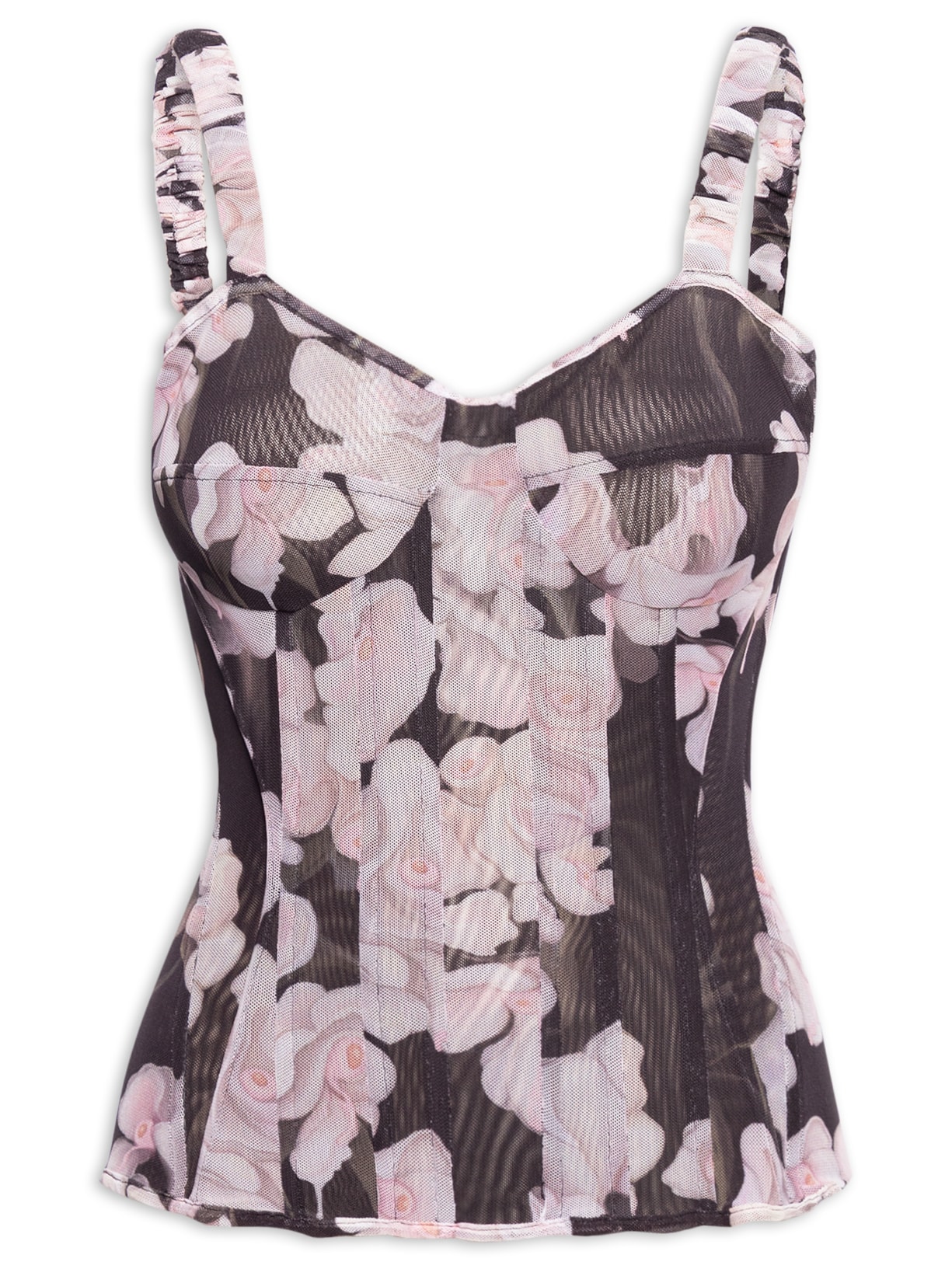 Corselet Floral - Preto