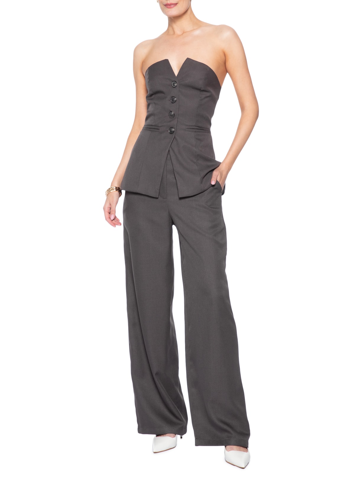 Corset Feminino Alongado Pied Marrom '2Essential