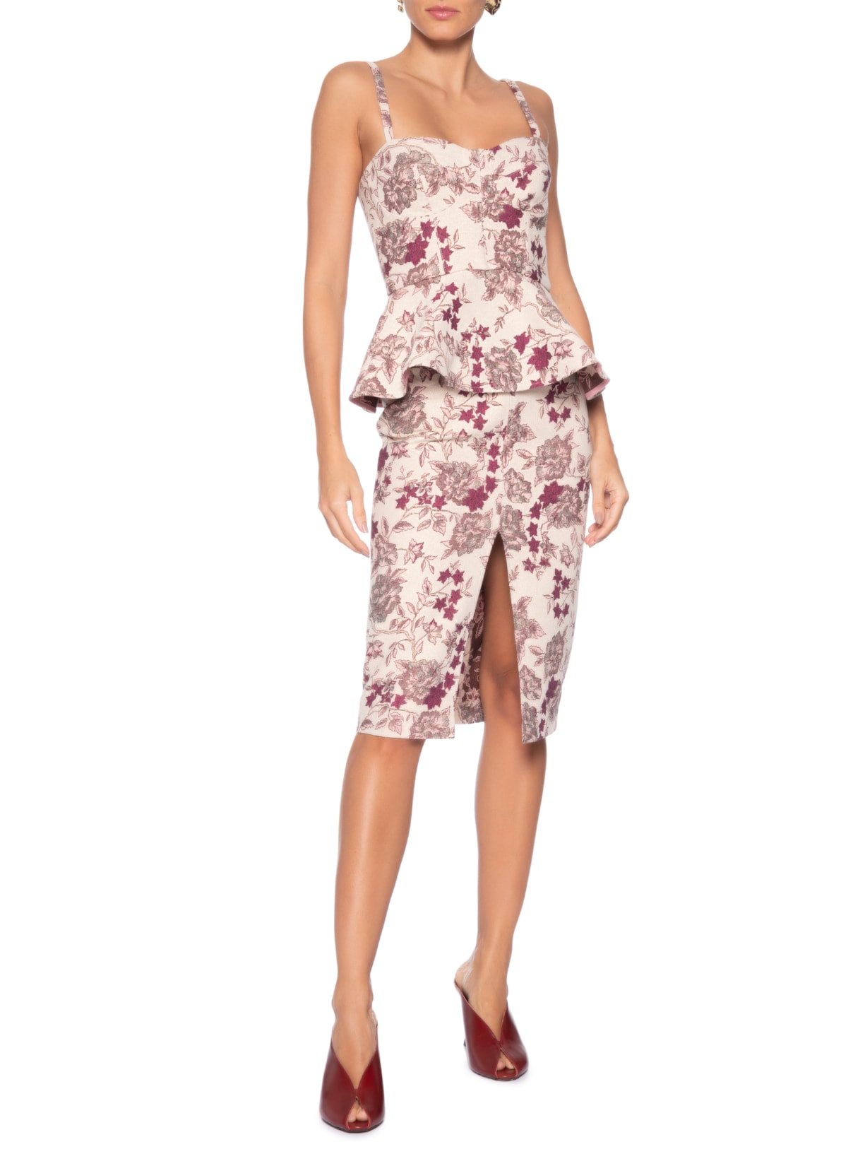 Corset Feminino Estruturado Peplum Em Jacquard Rosa '2Essential