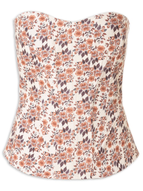 Corset Linho Bouquet - Bege