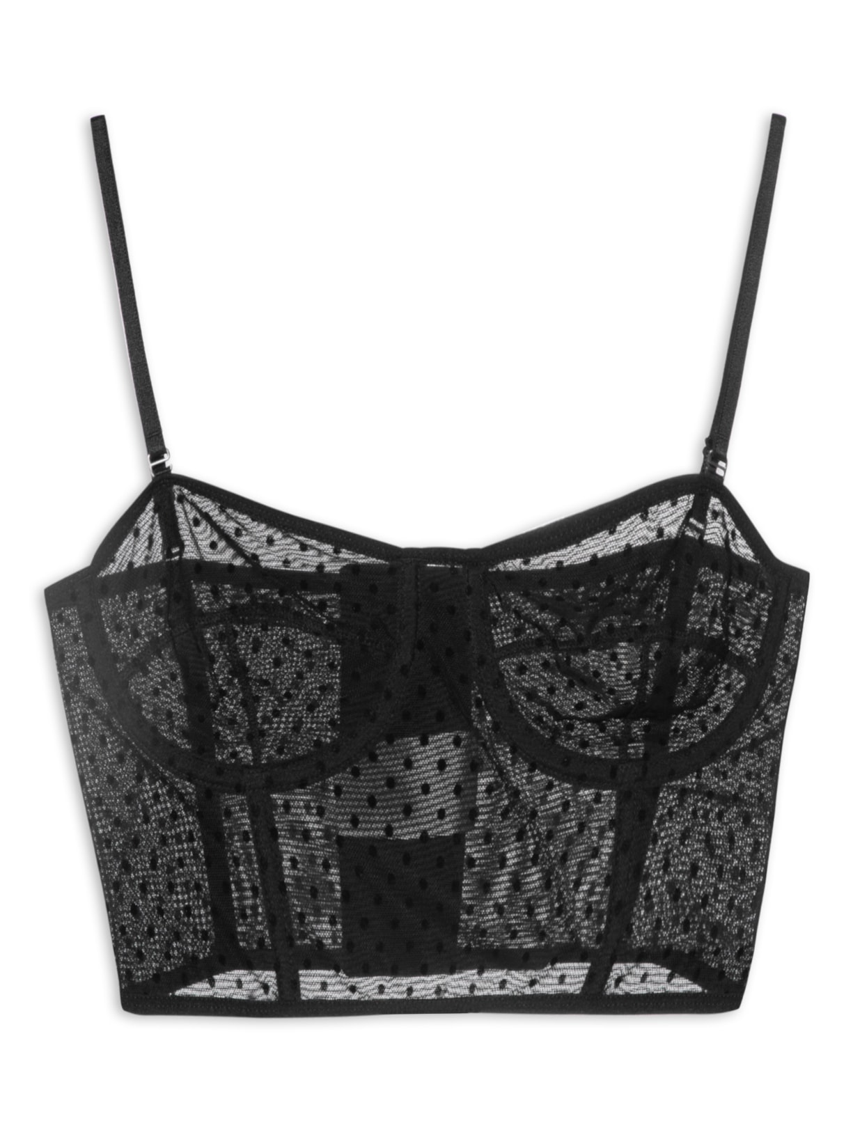 Corset Tule Floco - Preto