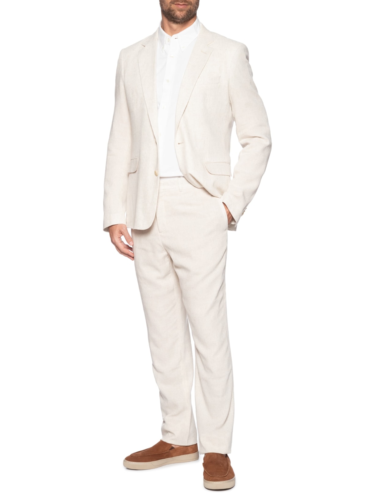 Costume Masculino De Linho Bege Calvin Klein - White Label