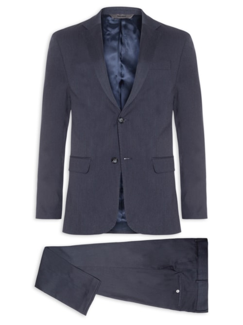 Costume Masculino Misto Viscose Liso - Azul