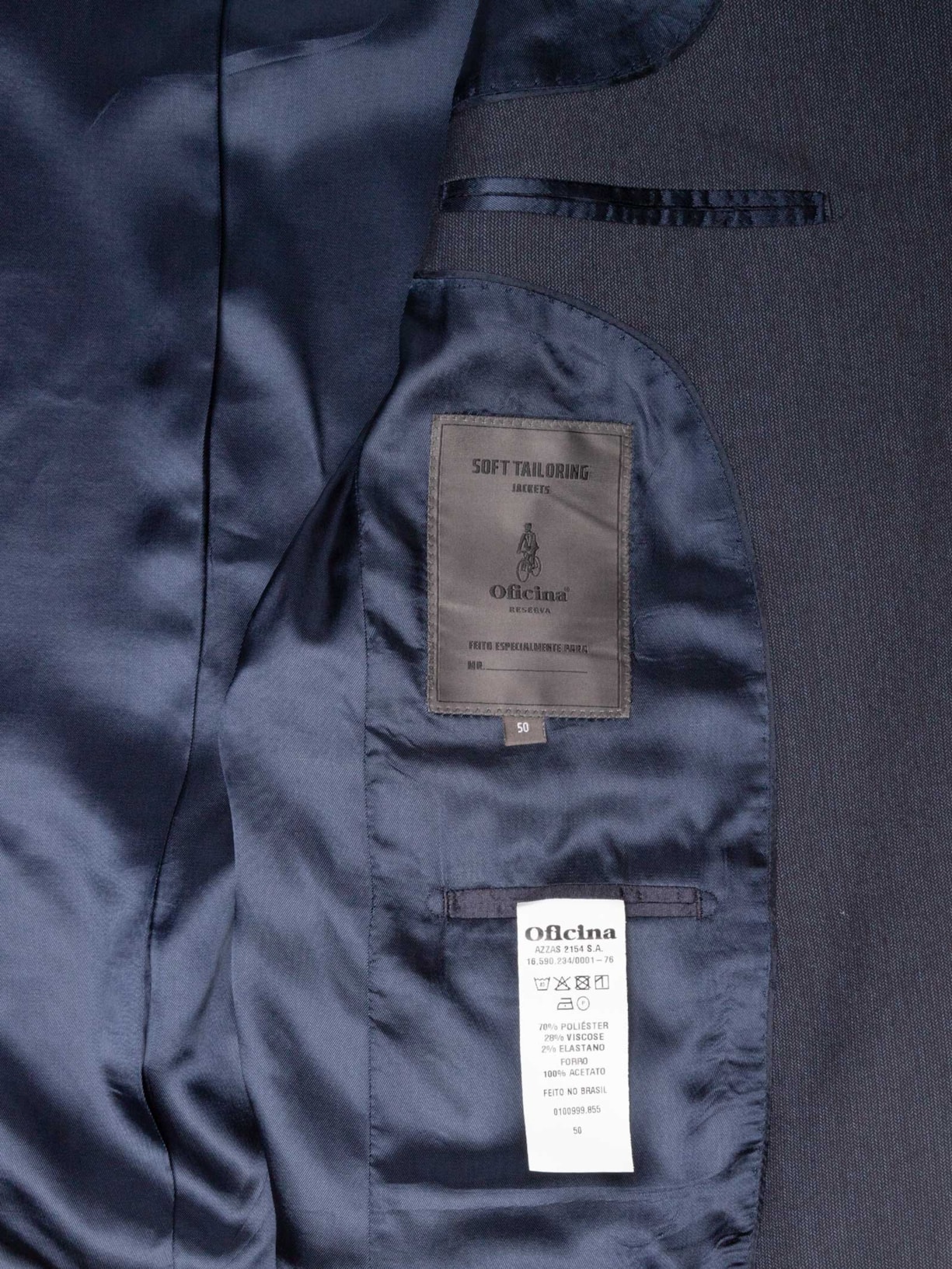 Costume Masculino Misto Viscose Liso Azul Oficina Reserva