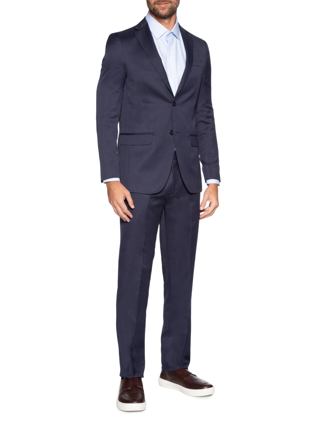 Costume Masculino Polilã Liso Forrado Azul Paramount Alfaiataria