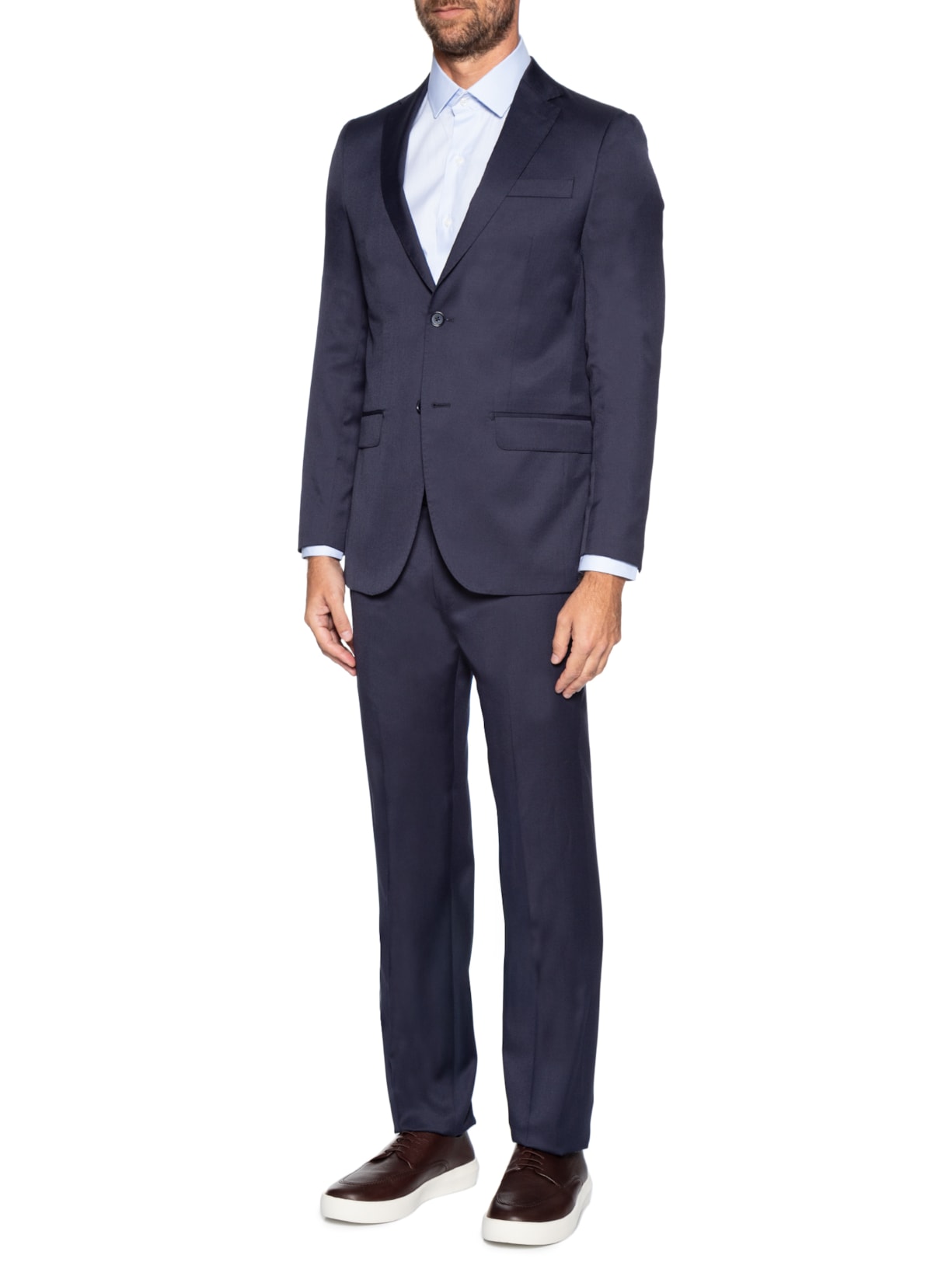 Costume Masculino Polilã Liso Forrado Azul Paramount Alfaiataria