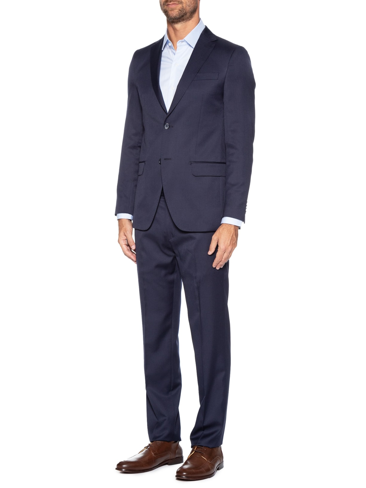 Costume Masculino Polilã Liso Forrado Azul Paramount Alfaiataria