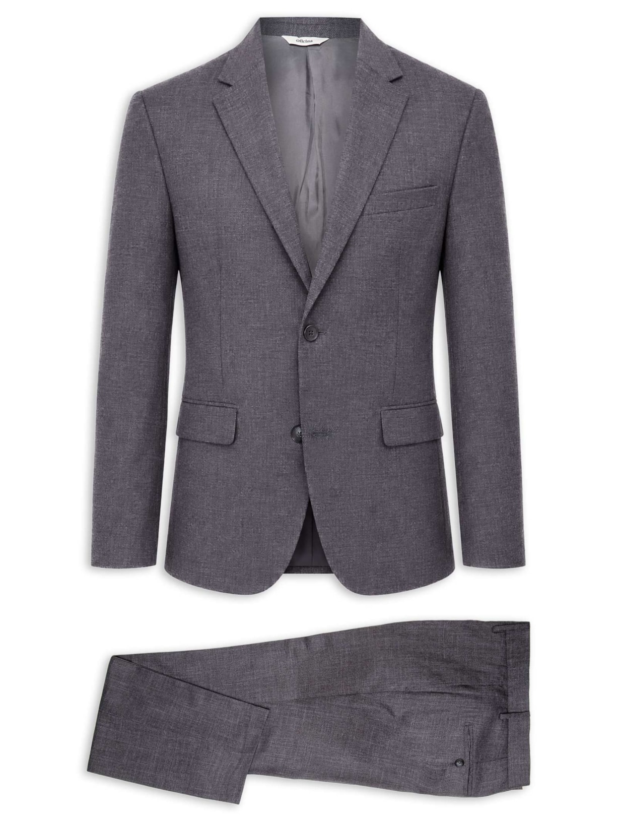 Costume Terno Masculino Falso Liso Cinza Oficina Reserva
