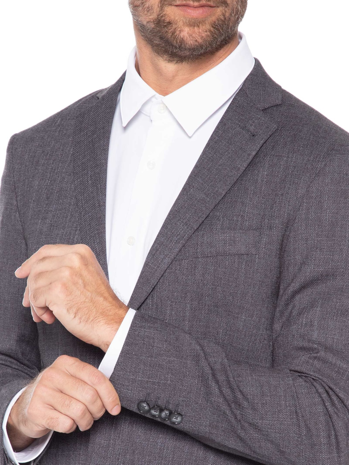 Costume Terno Masculino Falso Liso Cinza Oficina Reserva