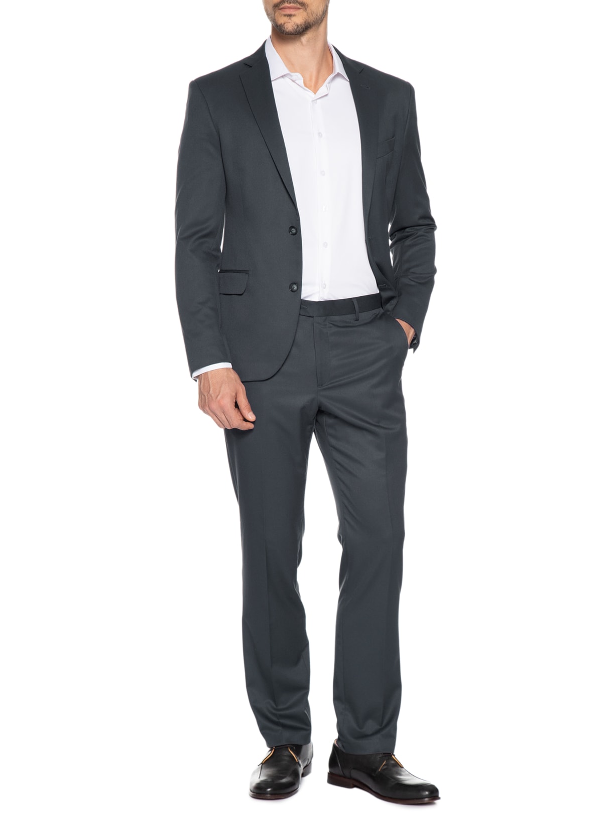 Costume Terno Masculino Liso Cinza Oficina Reserva