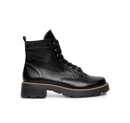 Coturno Feminino Couro Cano Baixo - Preto