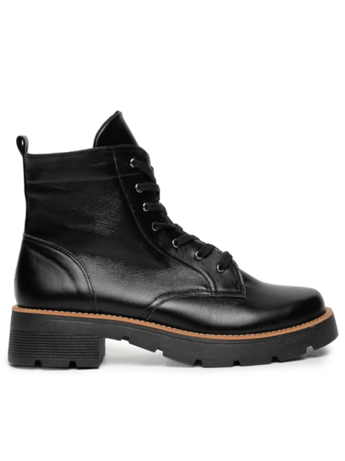 Coturno Feminino Couro Cano Baixo - Preto