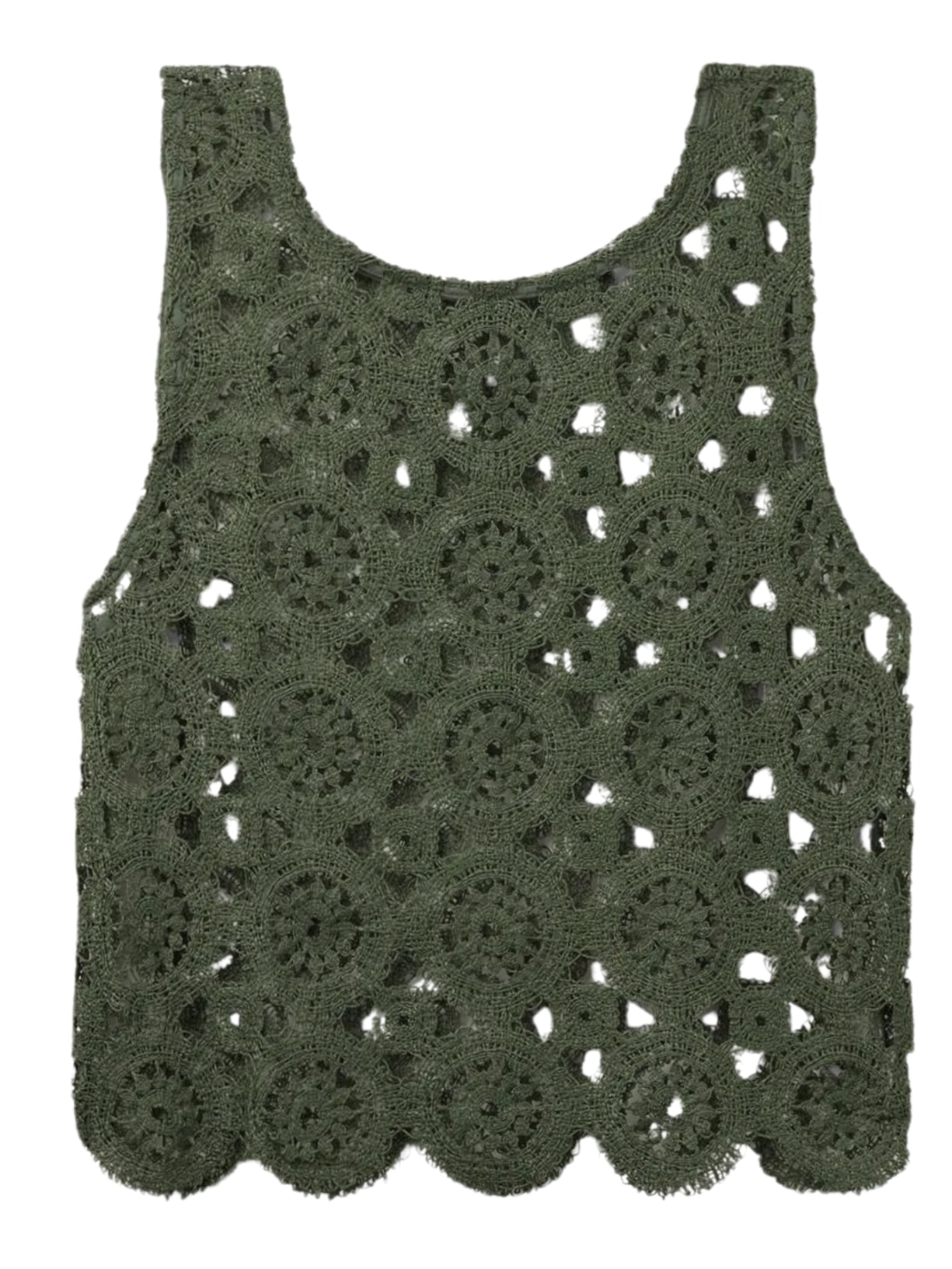 Cropped Em Crochê Geométrico - Verde