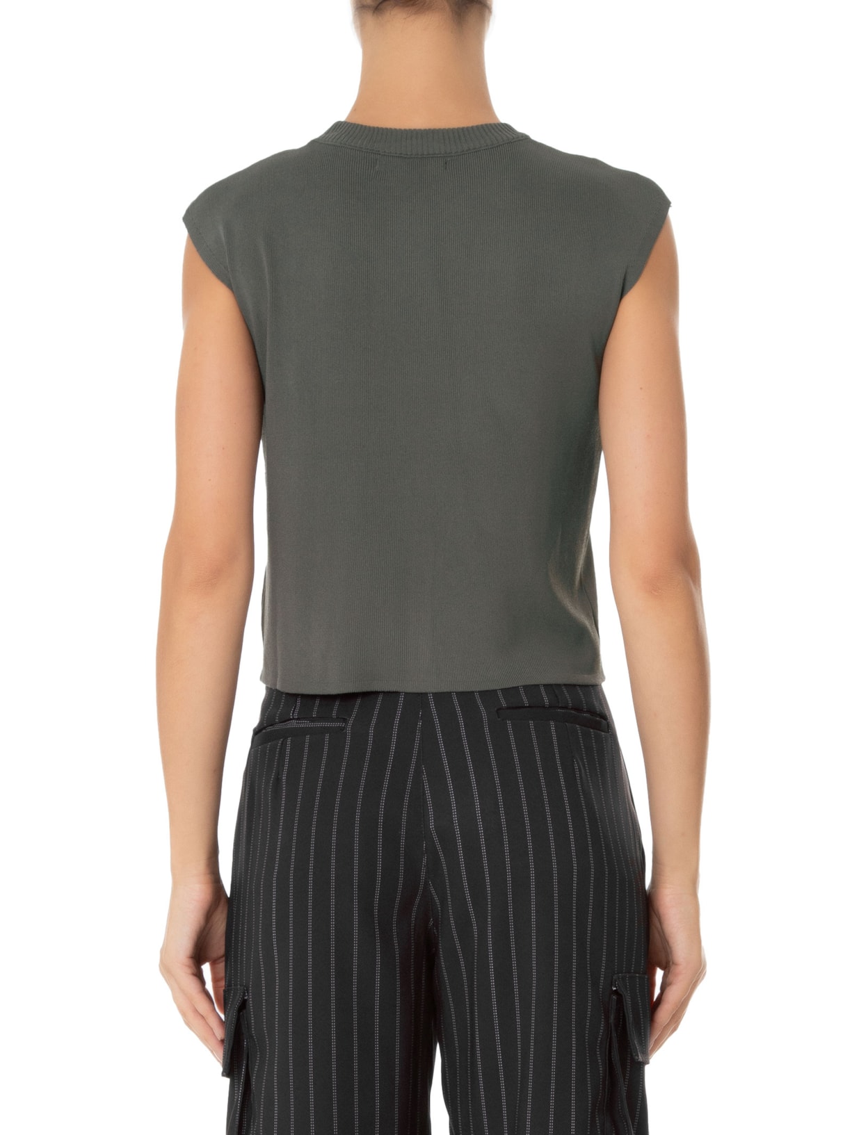 Cropped Feminino Tricot Cinza '2Essential