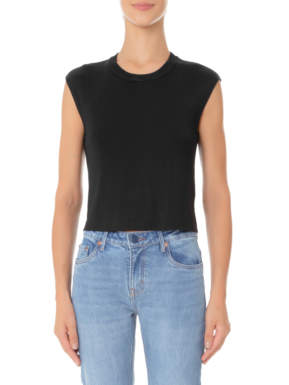 Cropped Feminino Tricot Preto '2Essential