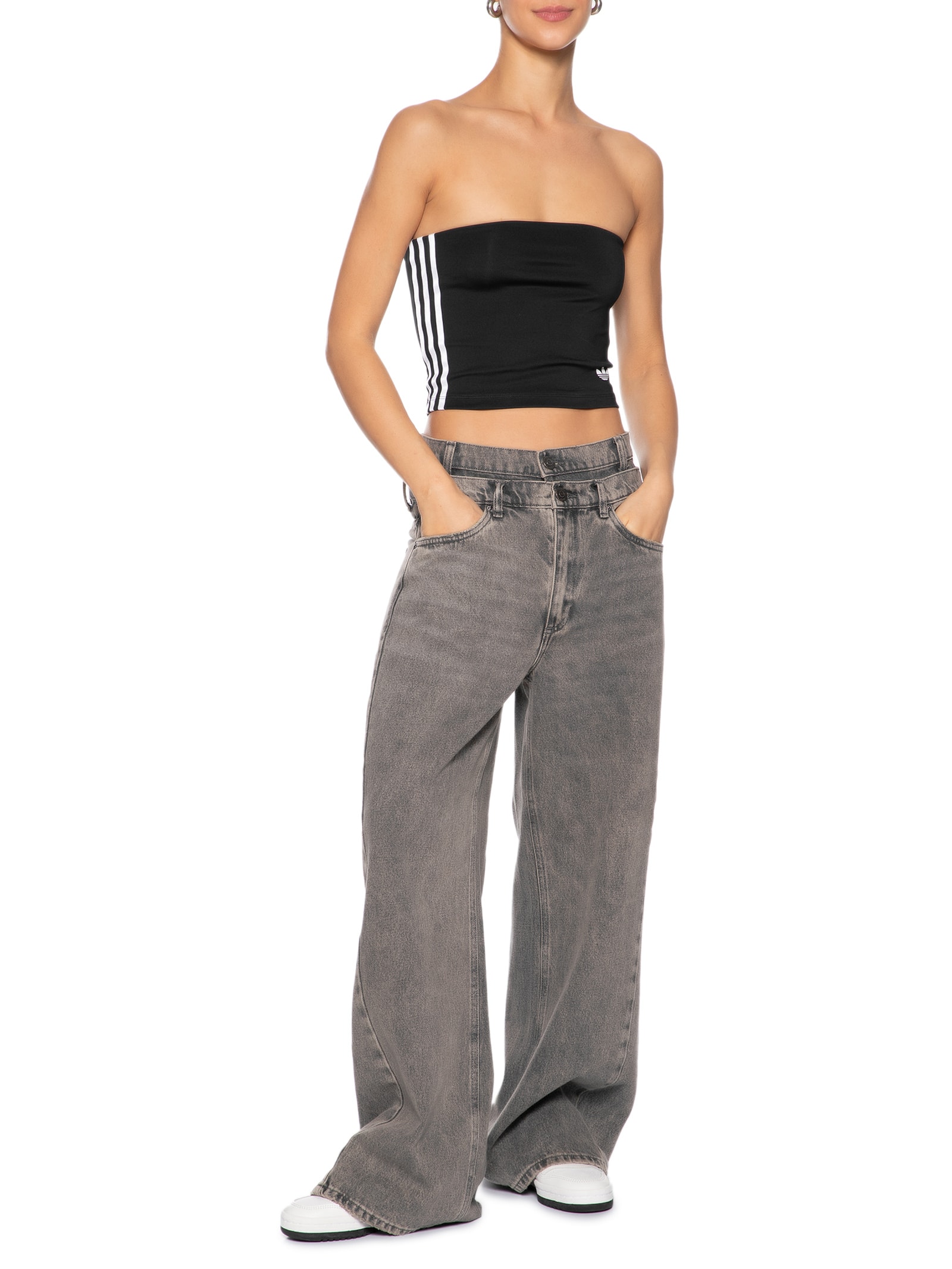Adidas Originals - Cropped Tube Top 3s - Preto