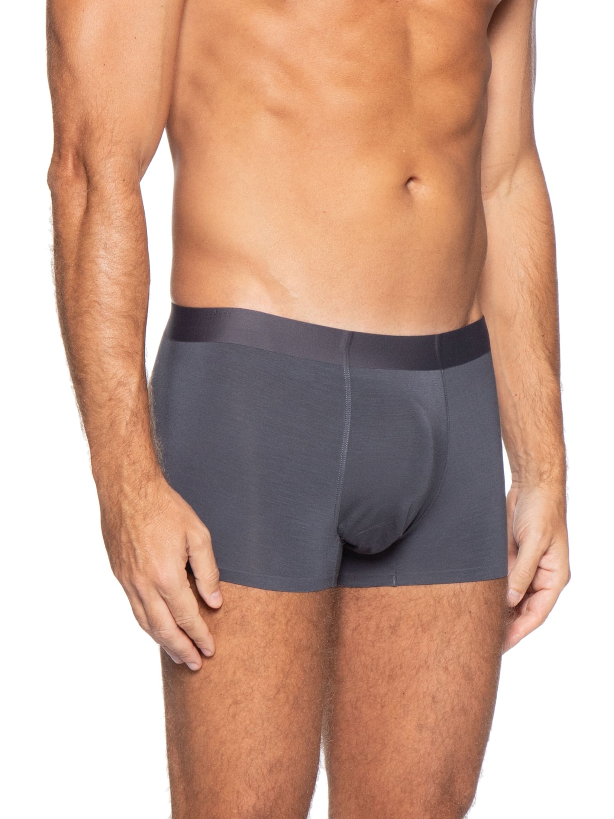 Cueca Box Modal Com Elastano Cinza Basiq Men
