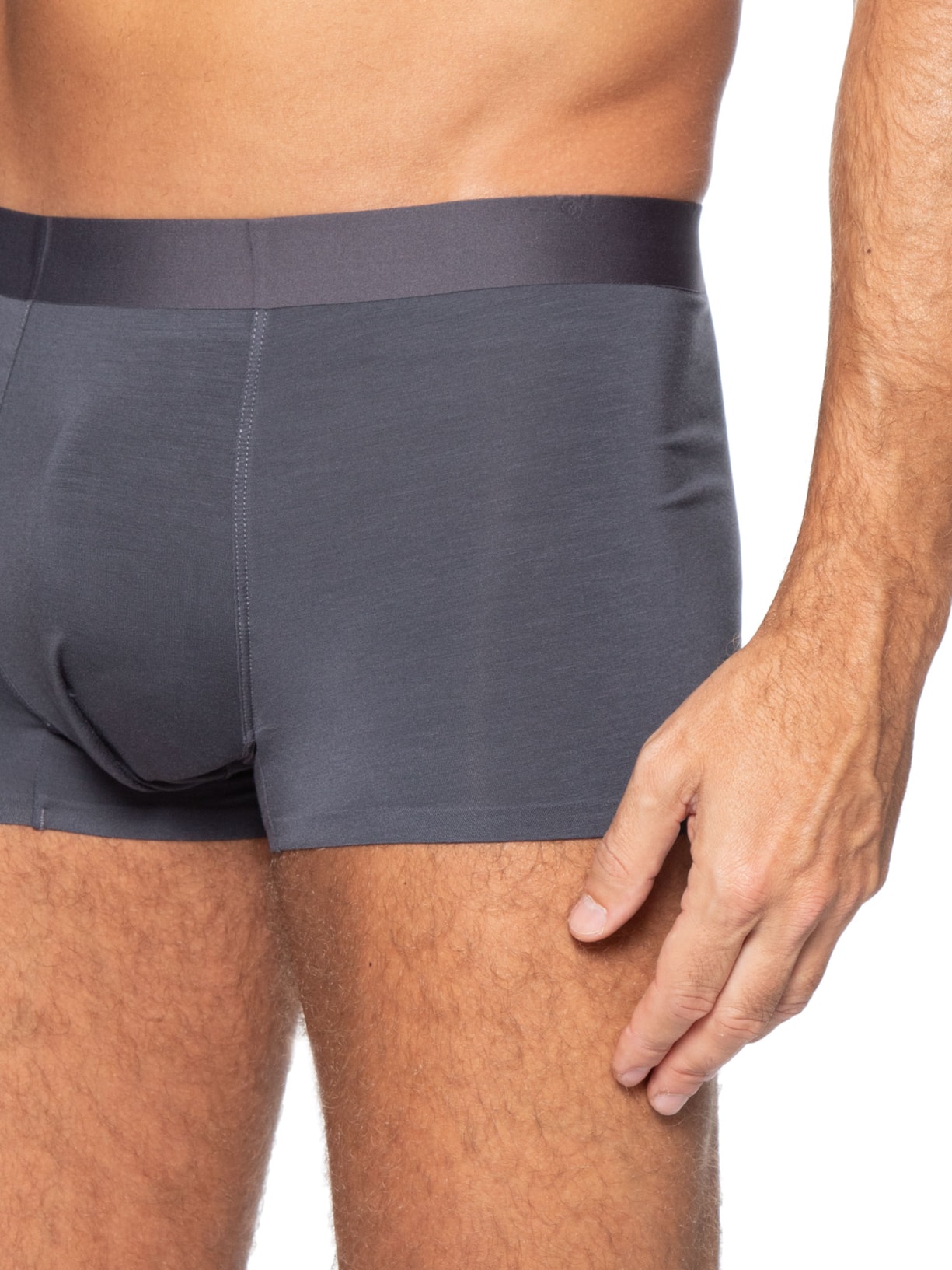 Cueca Box Modal Com Elastano Cinza Basiq Men