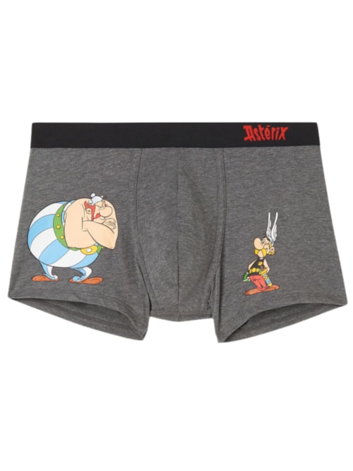 Cueca Boxer Asterix e Obelix Em Algodão Supima - Cinza