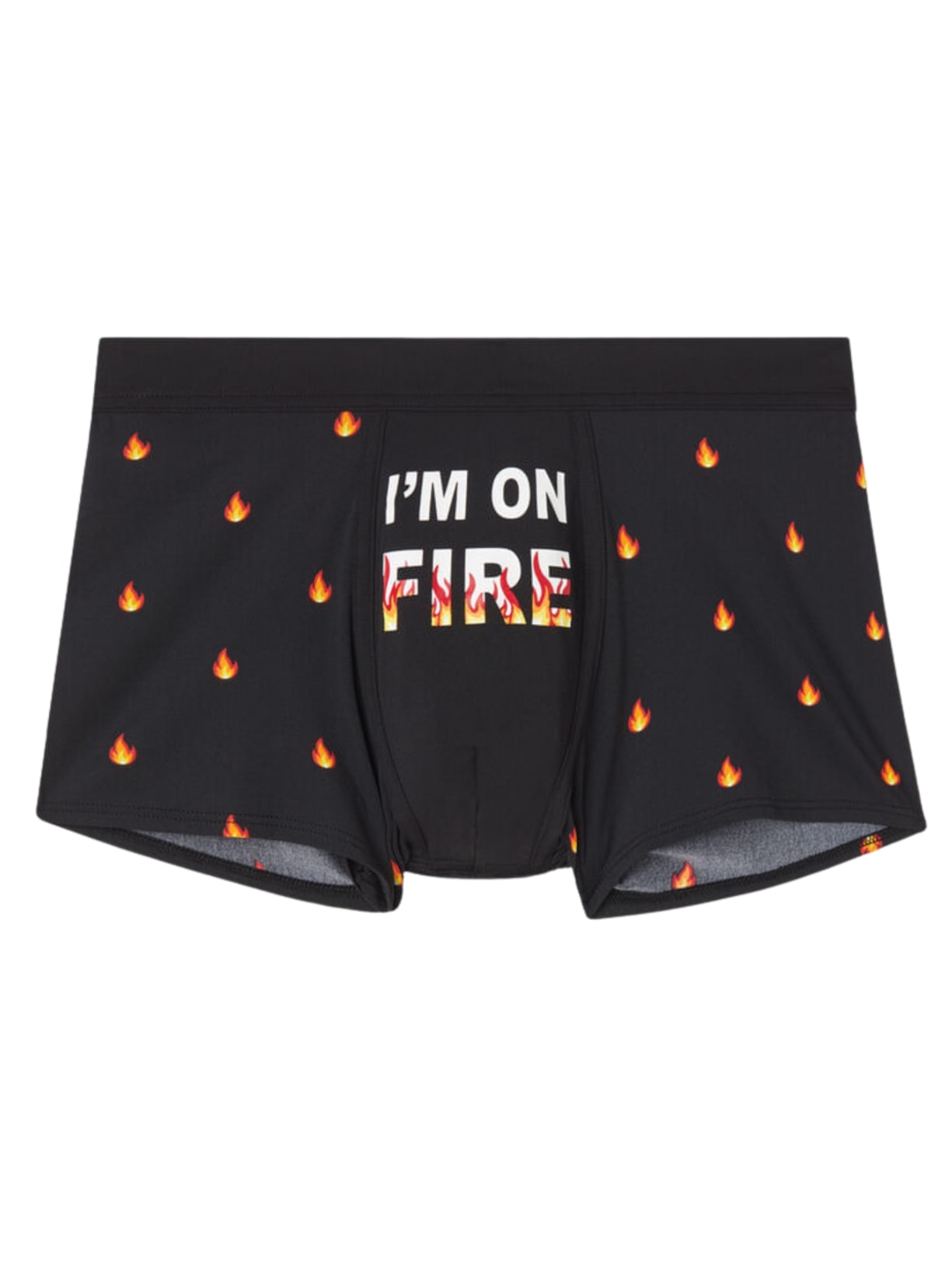 Cueca Boxer Chamas Em Microfibra - Preto