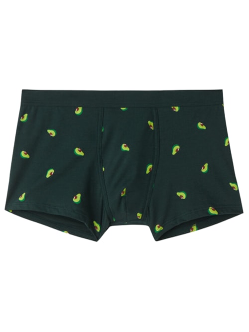 Cueca Boxer Com Estampa De Abacates Em Algodão Natural Fresh - Verde