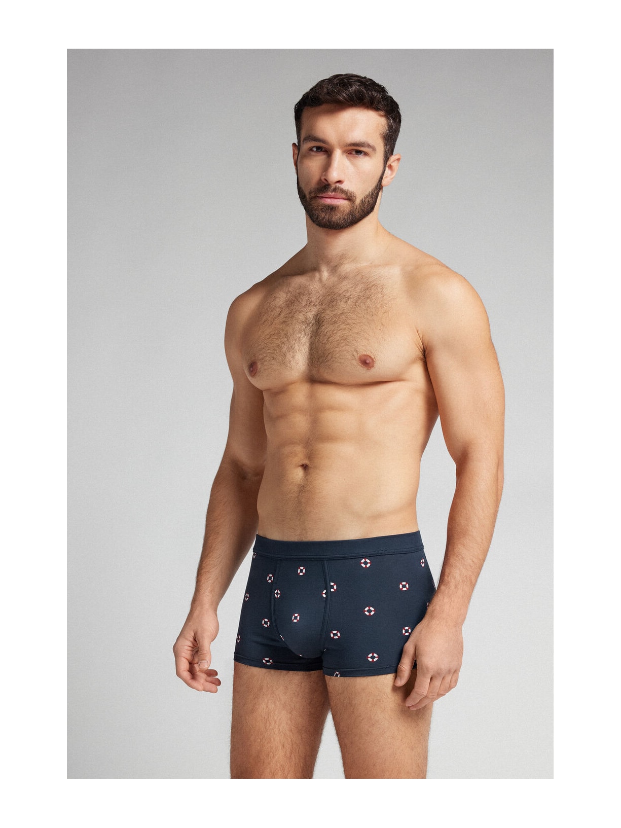 Cueca Boxer Com Estampa De Boias Em Algodão Natural Fresh Azul Intimissimi