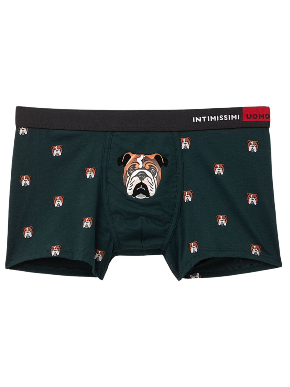 Cueca Boxer Com Estampa De Bulldogs Em Algodão Natural Fresh - Verde