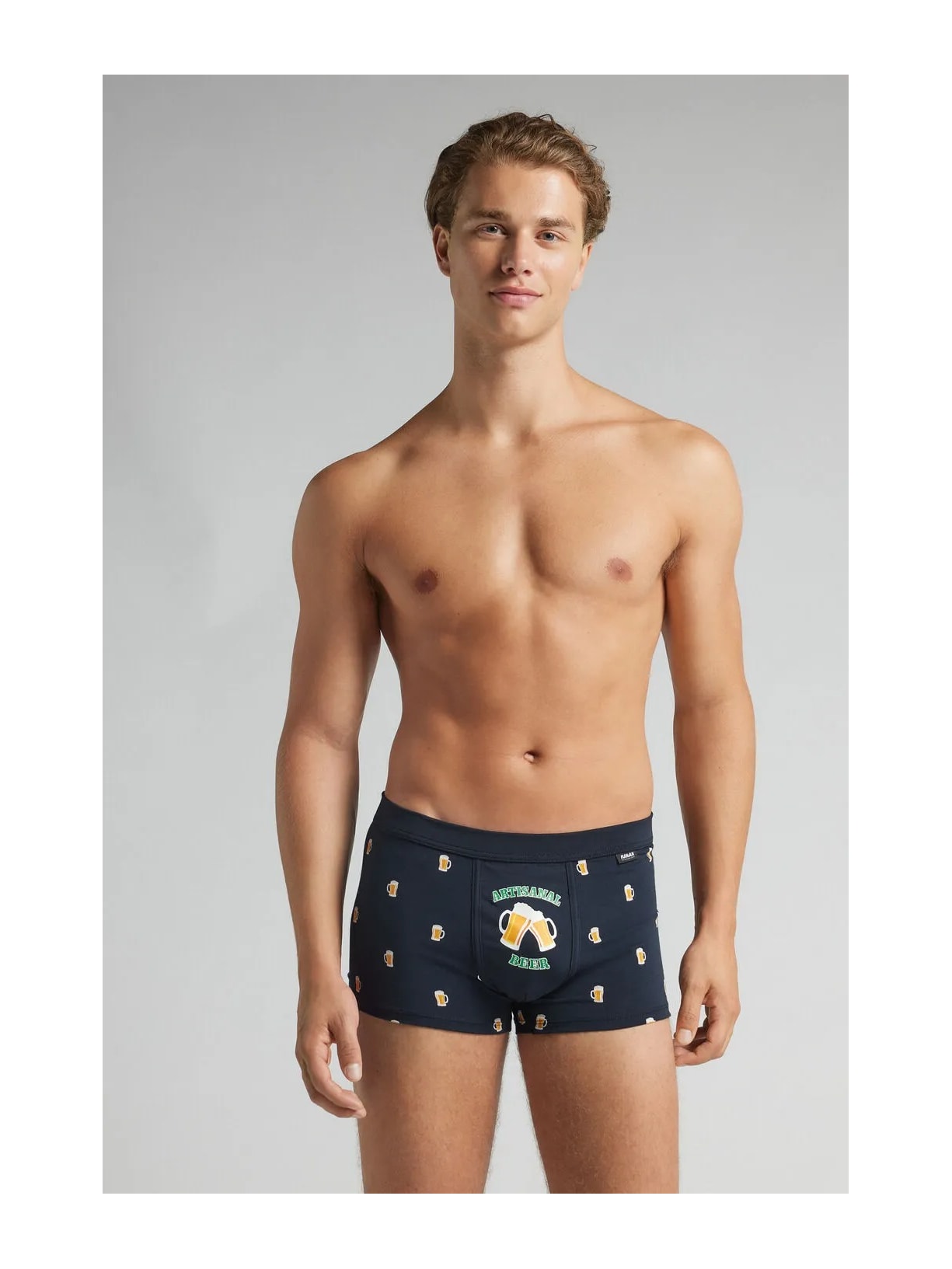 Cueca Boxer Com Estampa De Cerveja Em Algodão Supima Azul Intimissimi