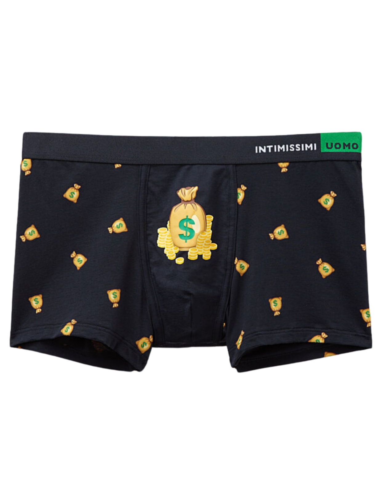Cueca Boxer Com Estampa De Dinheiro Em Algodão - Preto