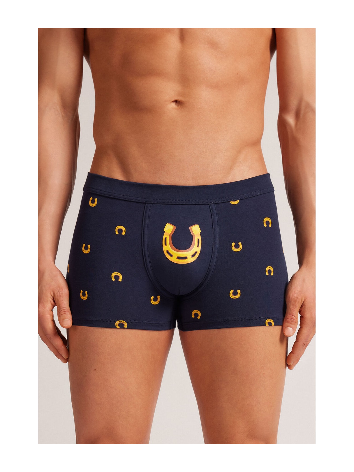 Cueca Boxer Com Estampa De Ferraduras De Cavalo Em Algodão Supima Azul Intimissimi