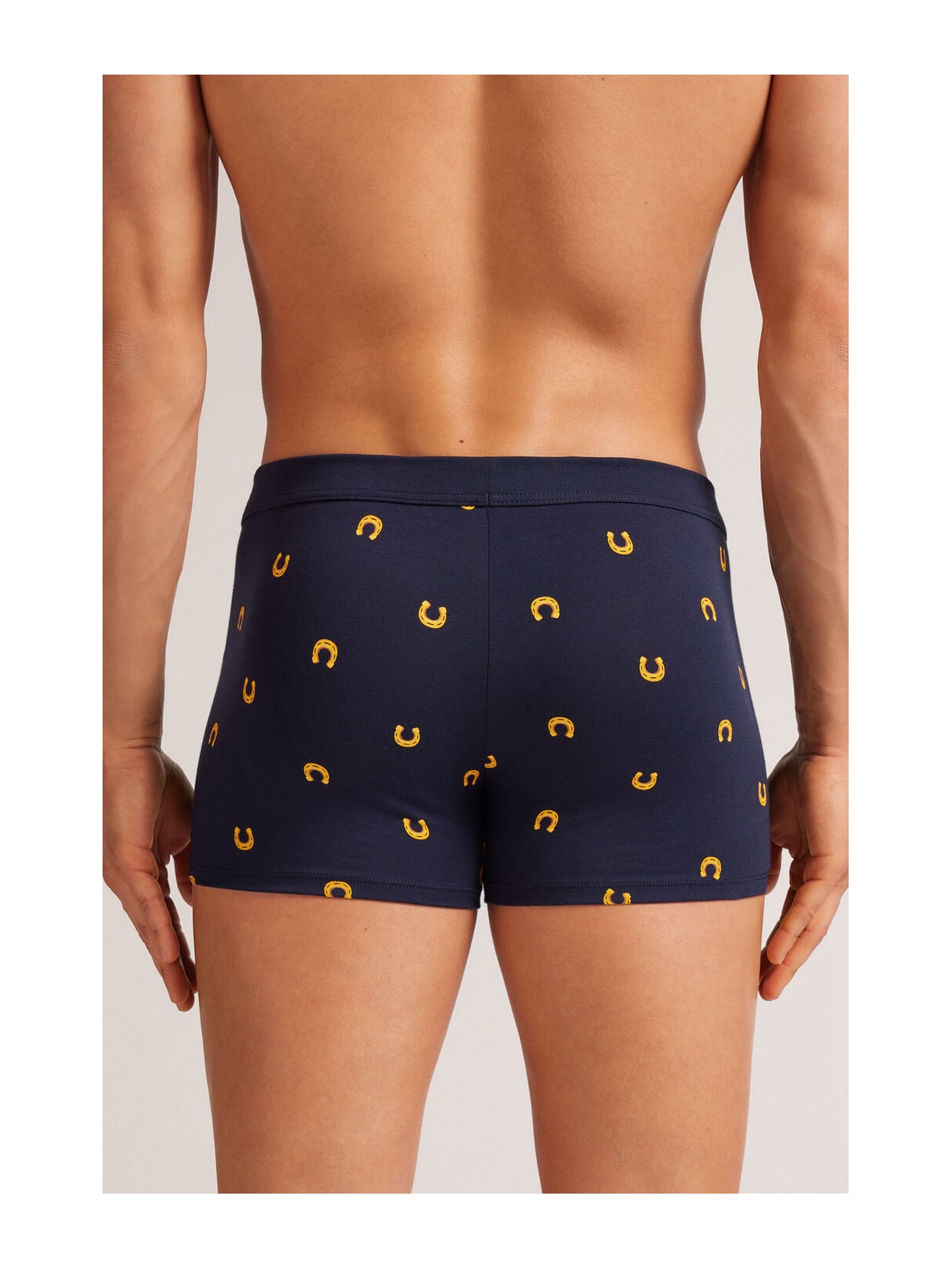 Cueca Boxer Com Estampa De Ferraduras De Cavalo Em Algodão Supima Azul Intimissimi