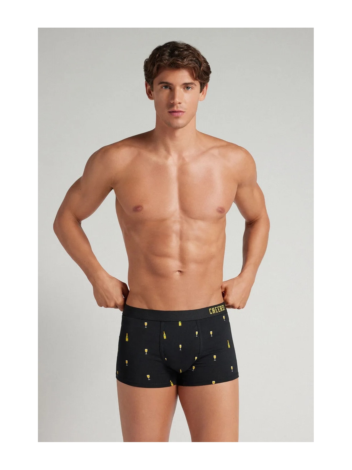 Cueca Boxer Com Estampa De Garrafas Em Algodão Supima Preto Intimissimi