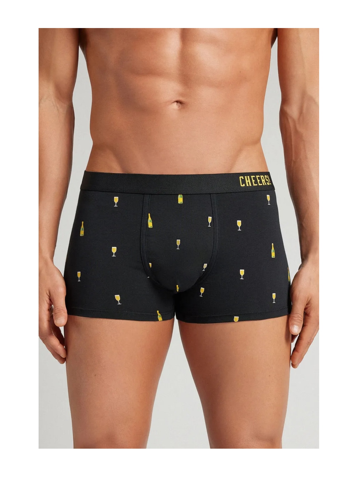 Cueca Boxer Com Estampa De Garrafas Em Algodão Supima Preto Intimissimi