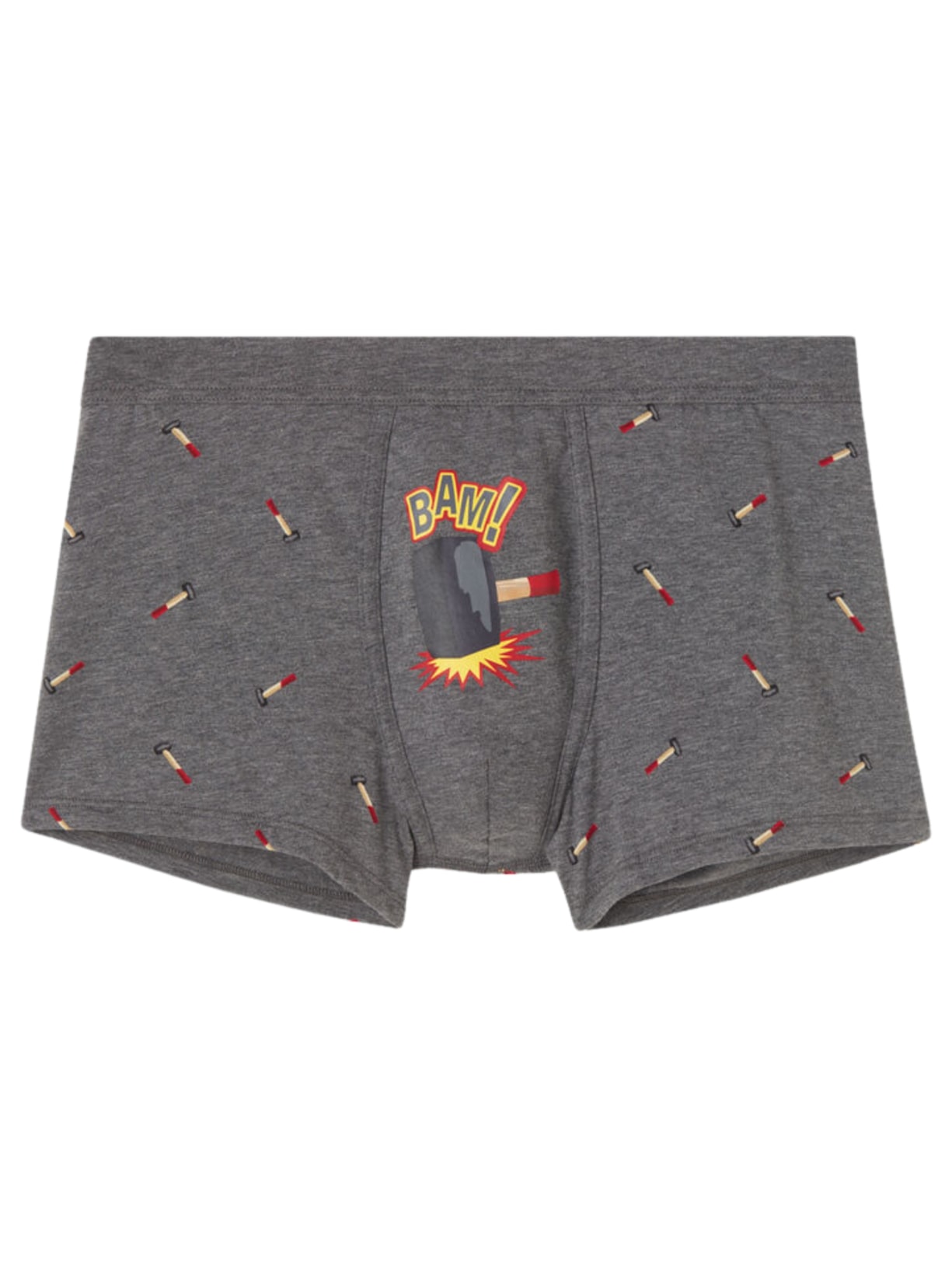 Cueca Boxer Com Estampa De Martelos Em Algodão Supima - Cinza