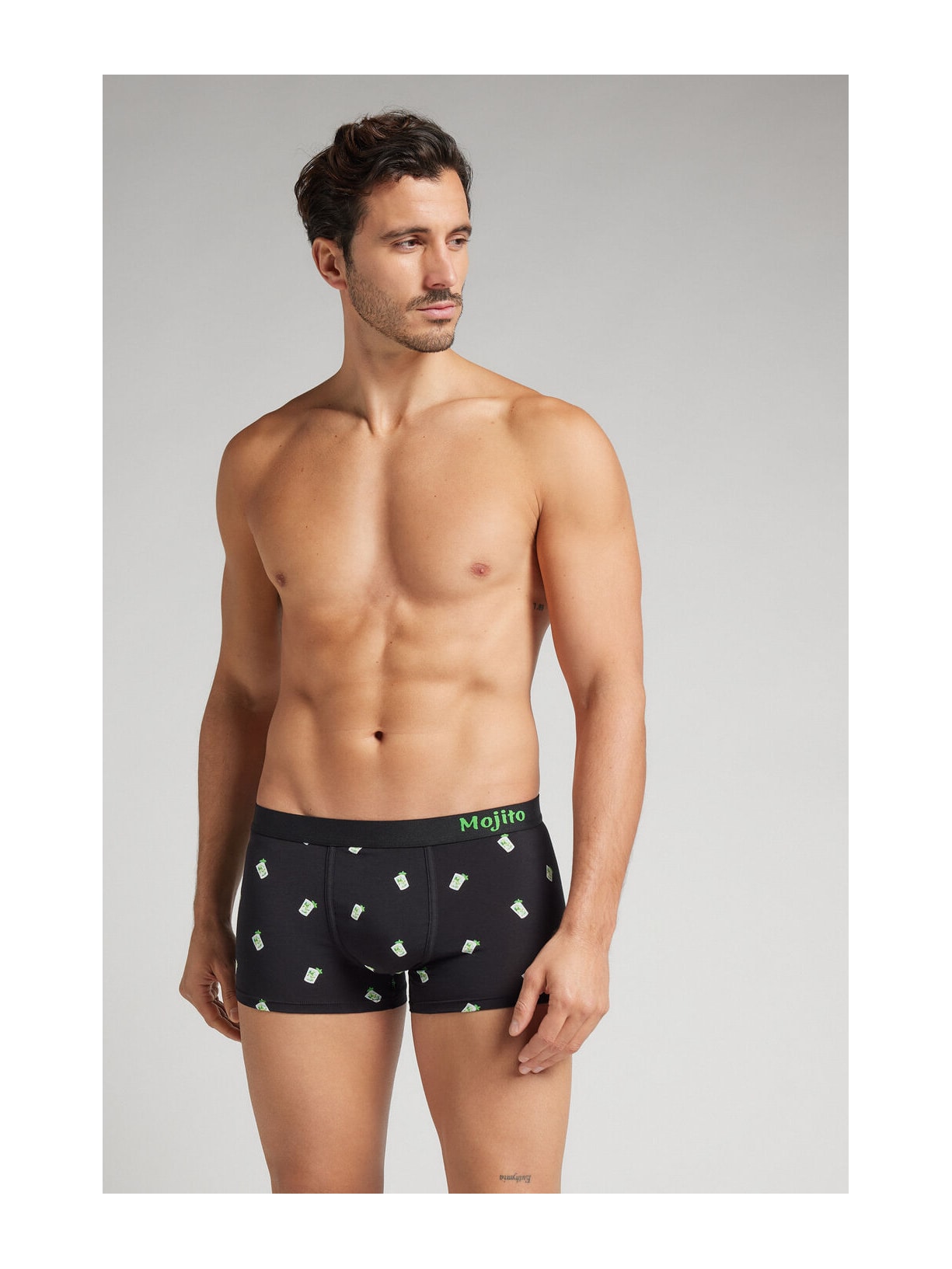 Cueca Boxer Com Estampa De Mojito Em Algodão Supima Preto Intimissimi