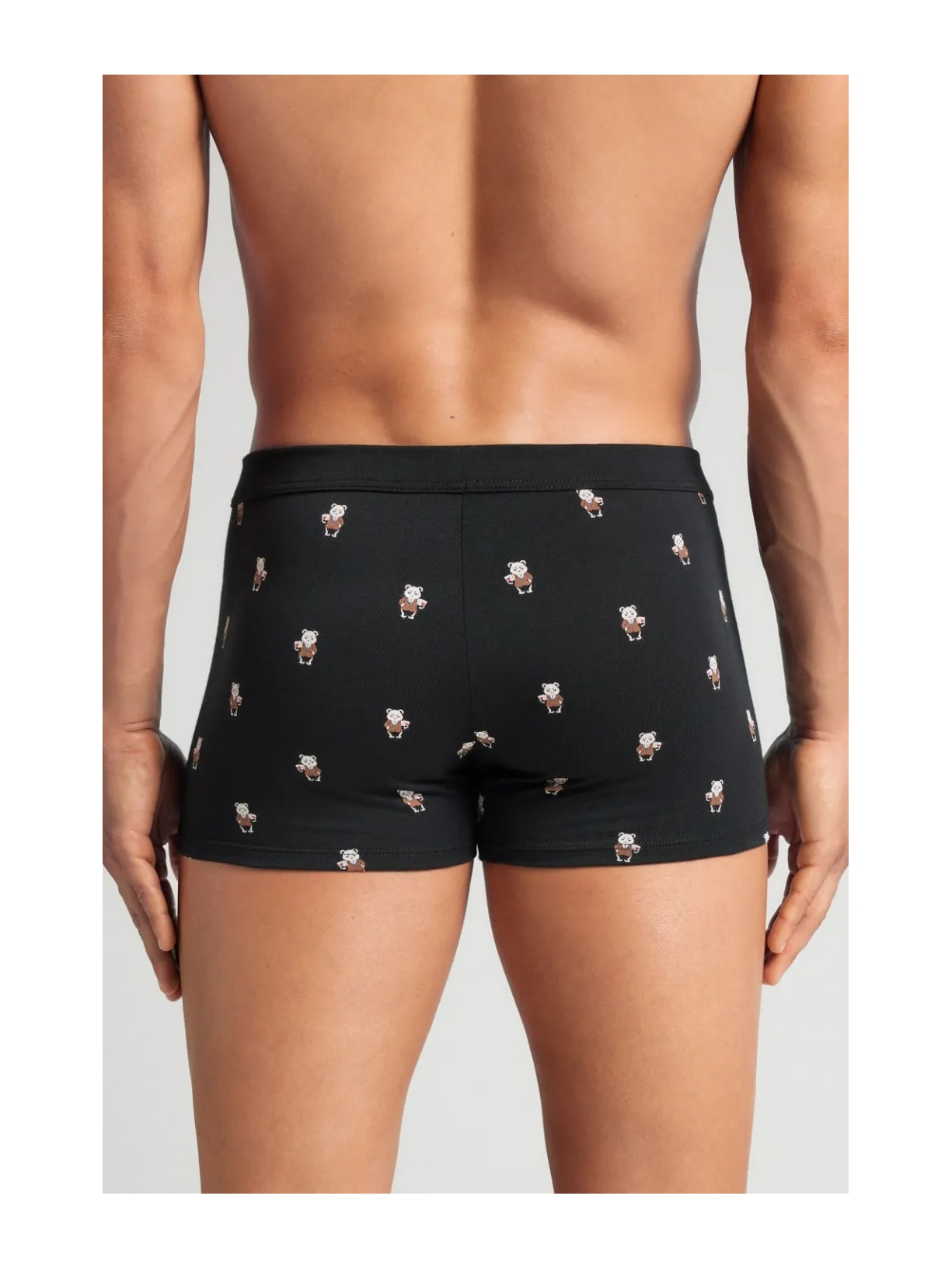 Cueca Boxer Com Estampa De Panda Em Algodão Supima Preto Intimissimi