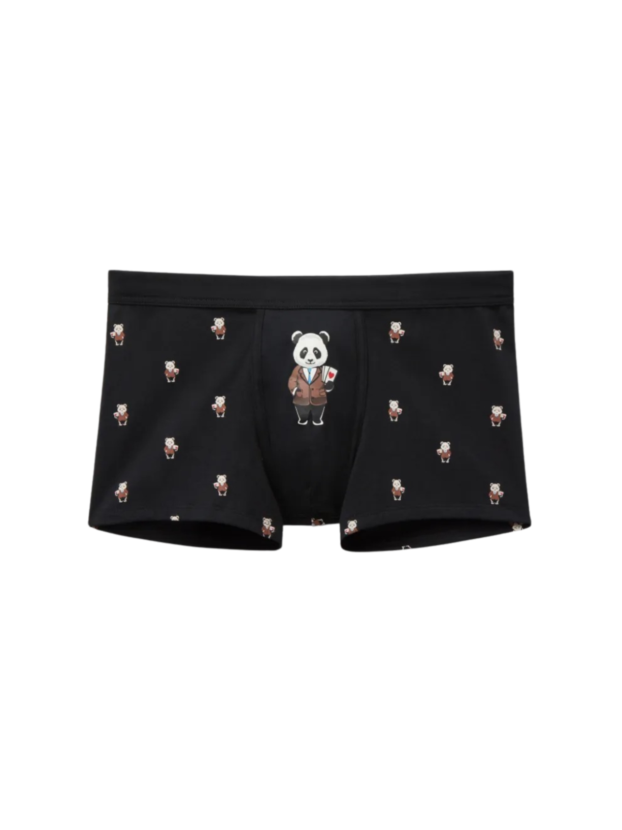 Cueca Boxer Com Estampa De Panda Em Algodão Supima - Preto