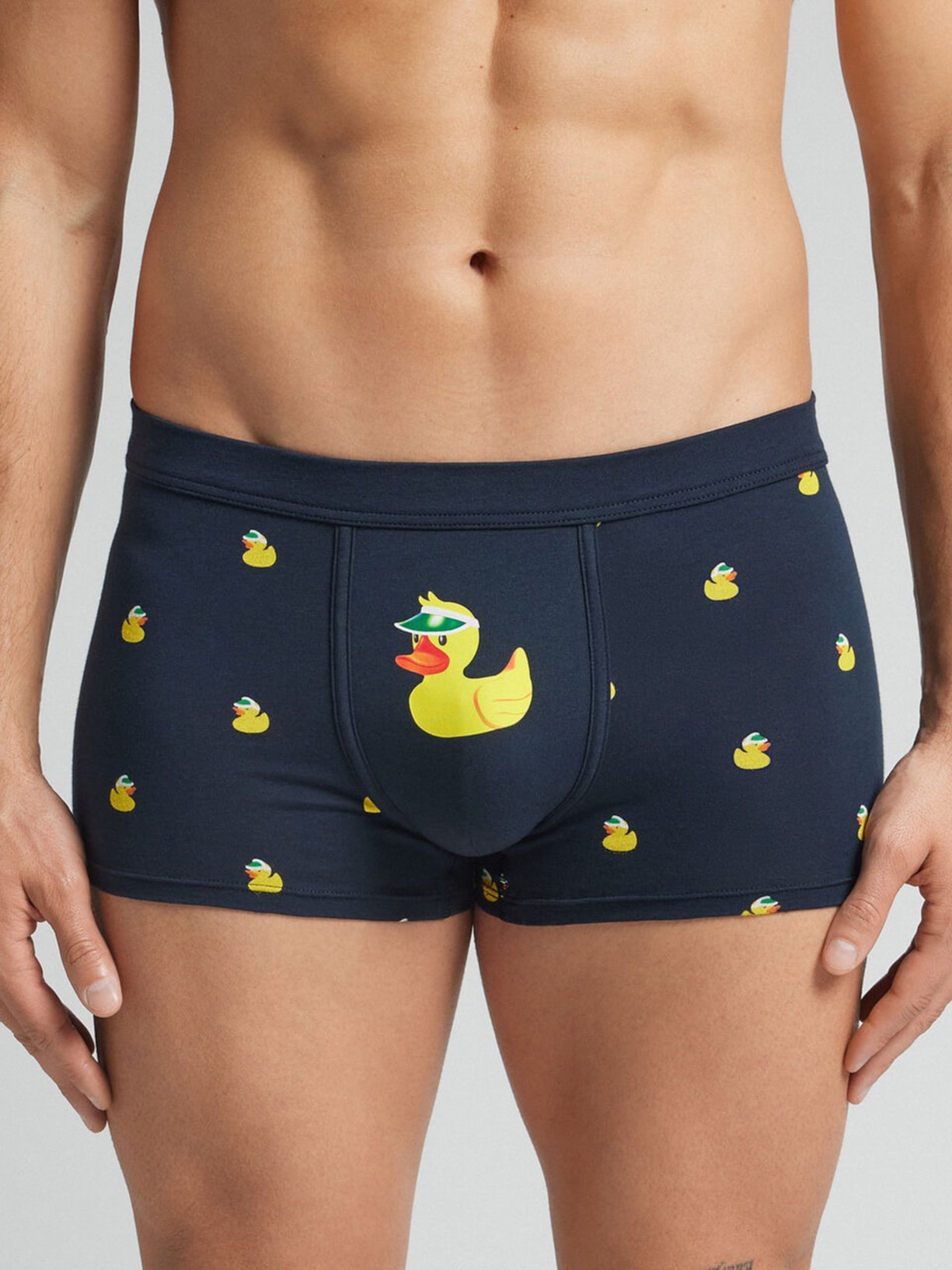 Cueca Boxer Com Estampa De Patinhos Em Algodão Natural Fresh Azul Intimissimi