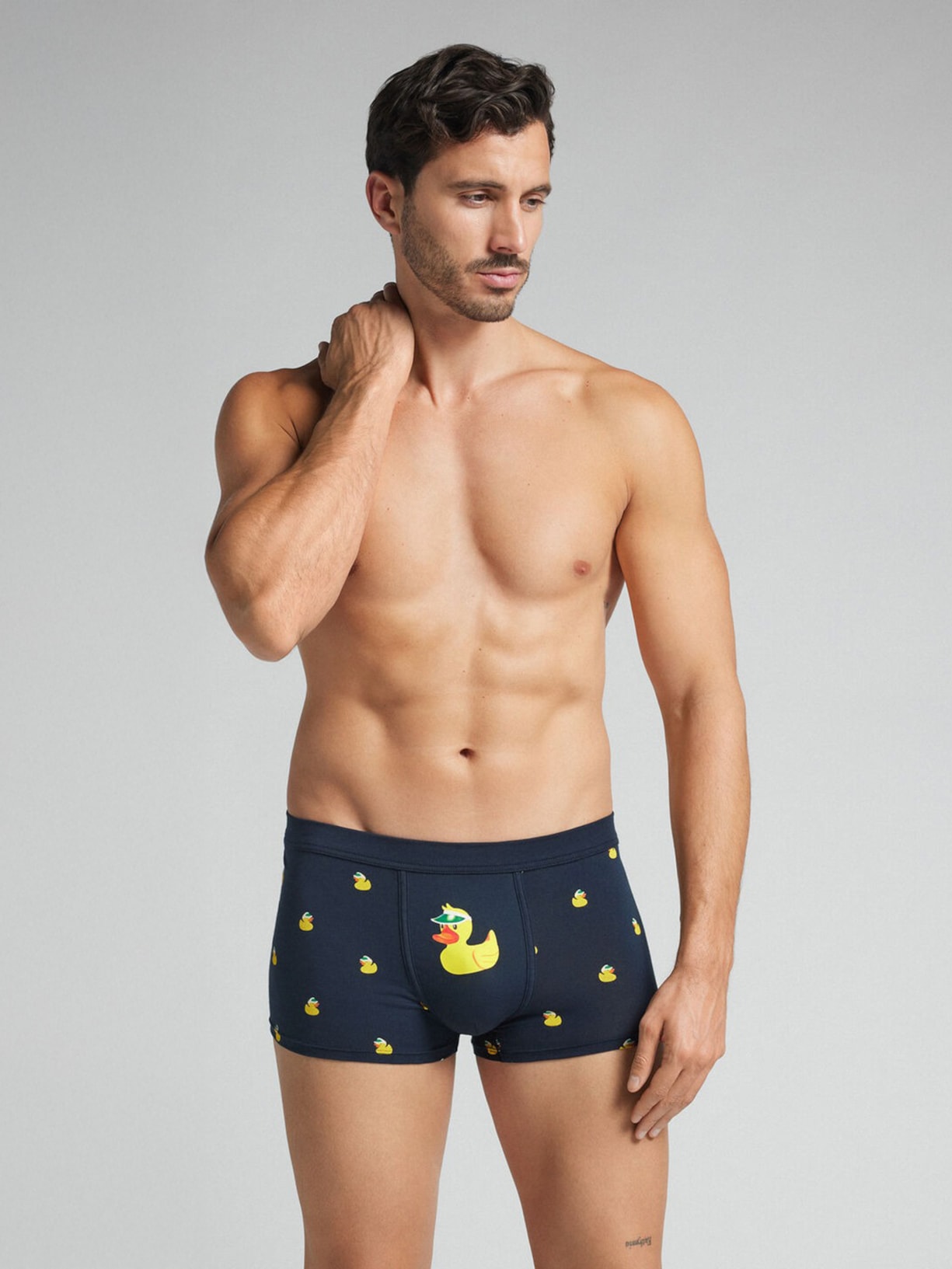 Cueca Boxer Com Estampa De Patinhos Em Algodão Natural Fresh Azul Intimissimi