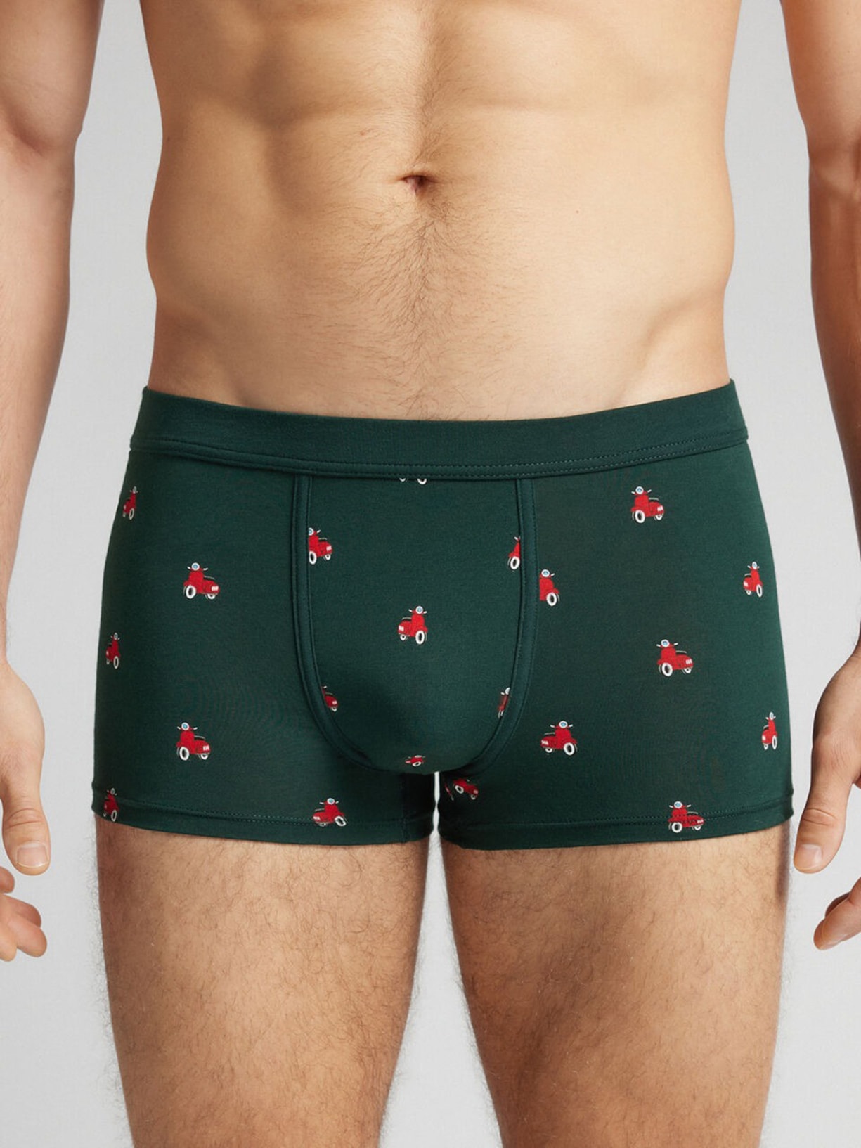 Cueca Boxer Com Estampa De Scooter Em Algodão Natural Fresh Verde Intimissimi