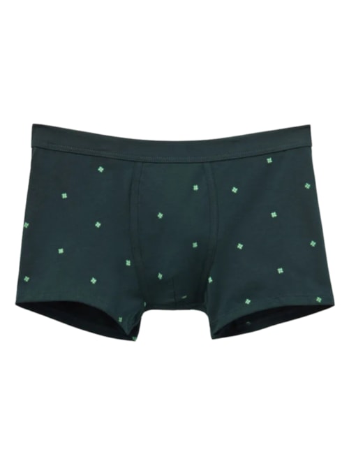 Cueca Boxer Com Estampa De Trevos Em Algodão Supima - Verde
