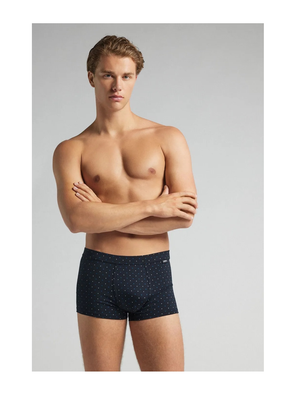 Cueca Boxer Com Padrão Geométrico Em Algodão Supima Azul Intimissimi