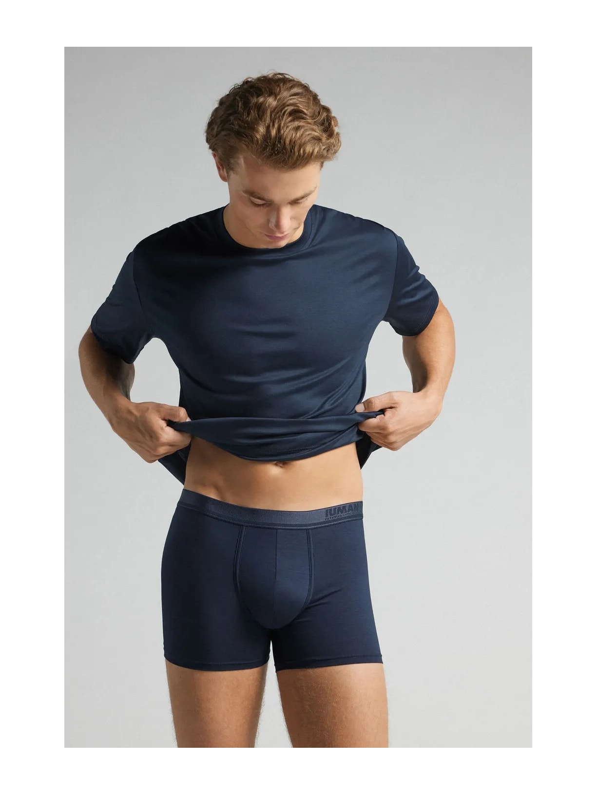 Cueca Boxer Em Algodão Premium Com Logótipo Azul Intimissimi