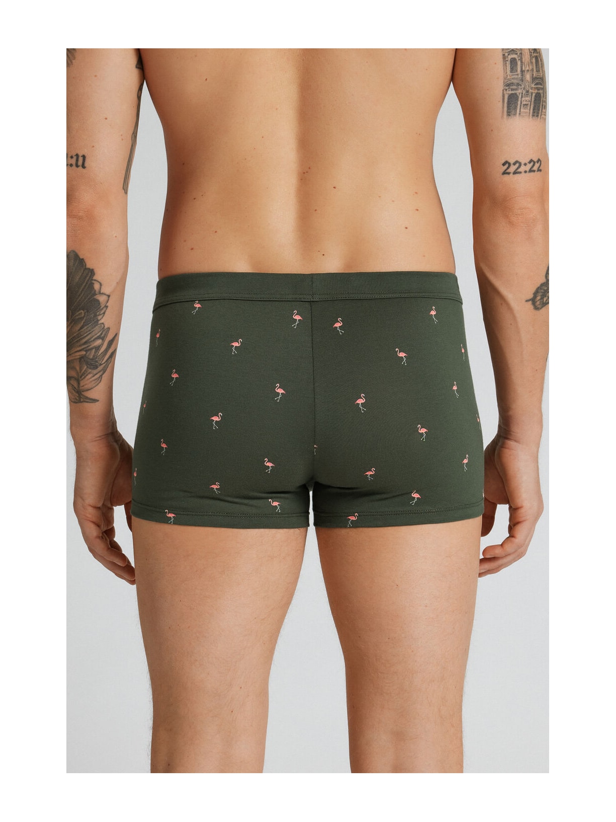 Cueca Boxer Em Algodão Superior Estampado Flamingos Verde Intimissimi