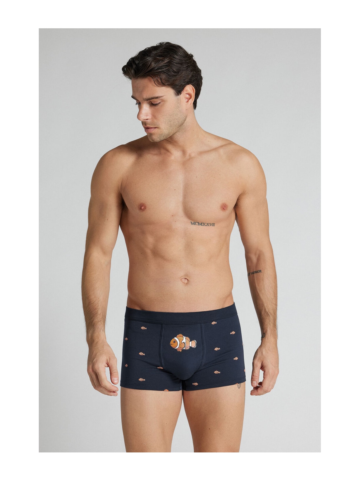 Cueca Boxer Em Algodão Superior Estampado Peixe-Palhaço Azul Intimissimi