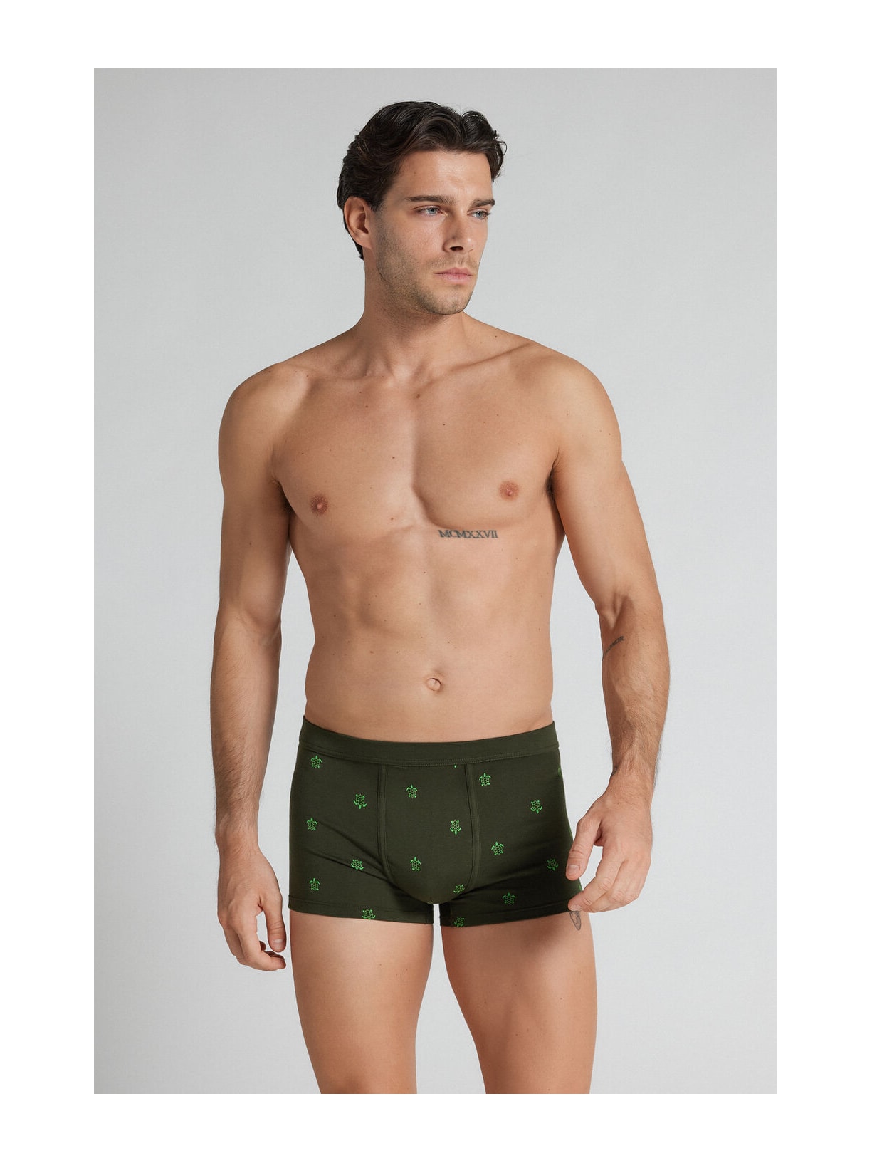 Cueca Boxer Em Algodão Superior Estampado Tartarugas Verde Intimissimi