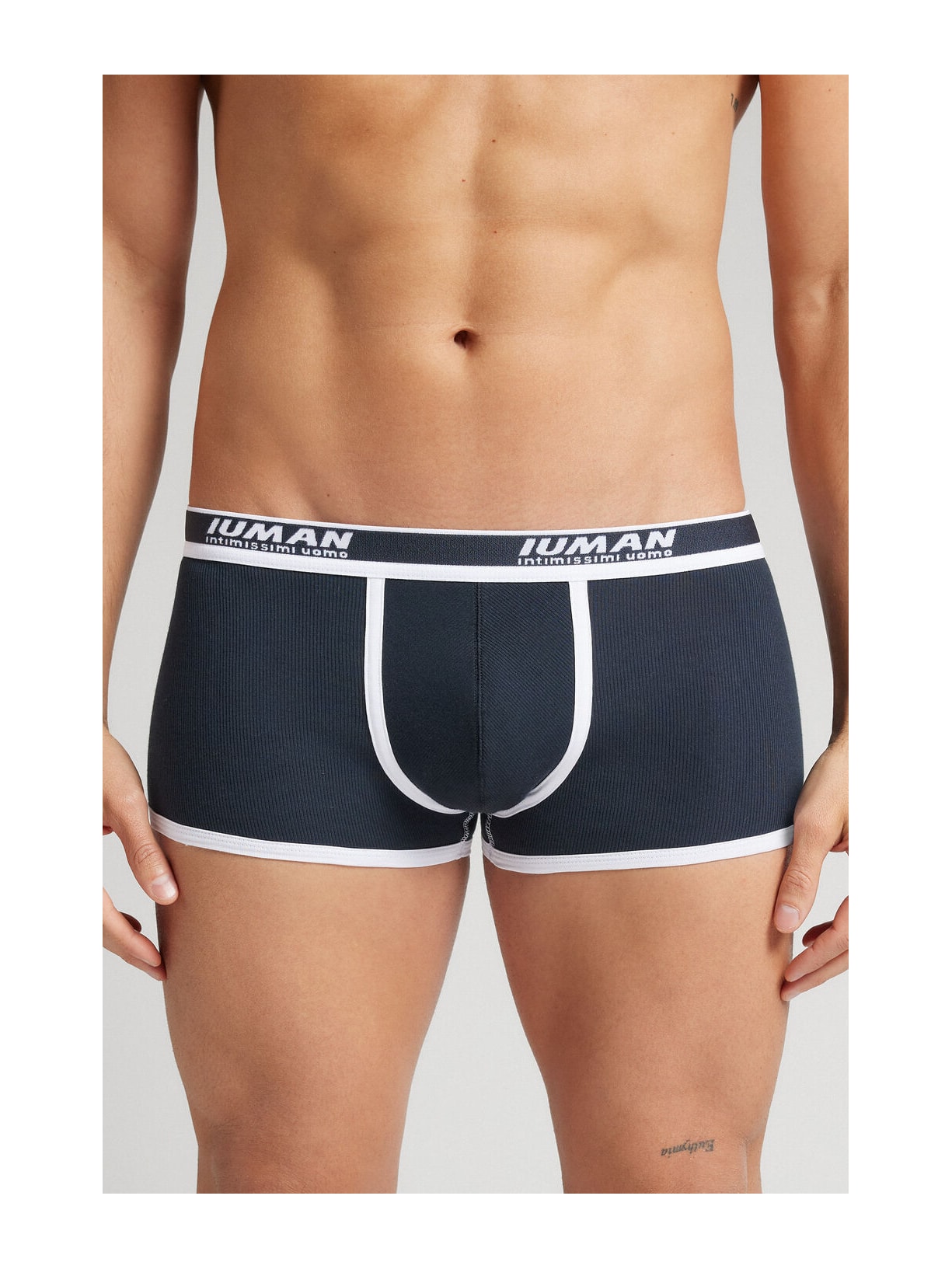 Cueca Boxer Em Algodão Supima Canelado Azul Intimissimi