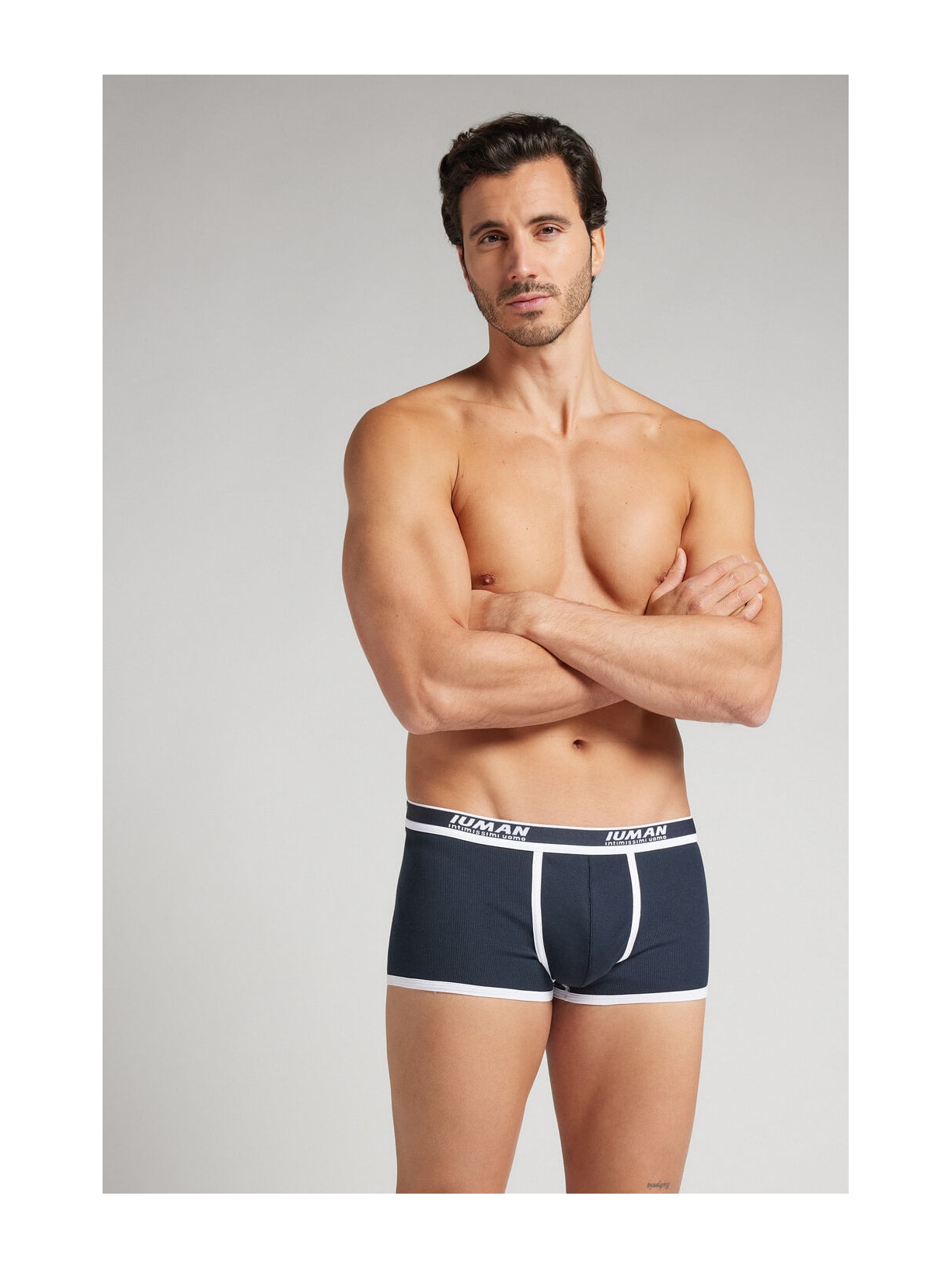 Cueca Boxer Em Algodão Supima Canelado Azul Intimissimi