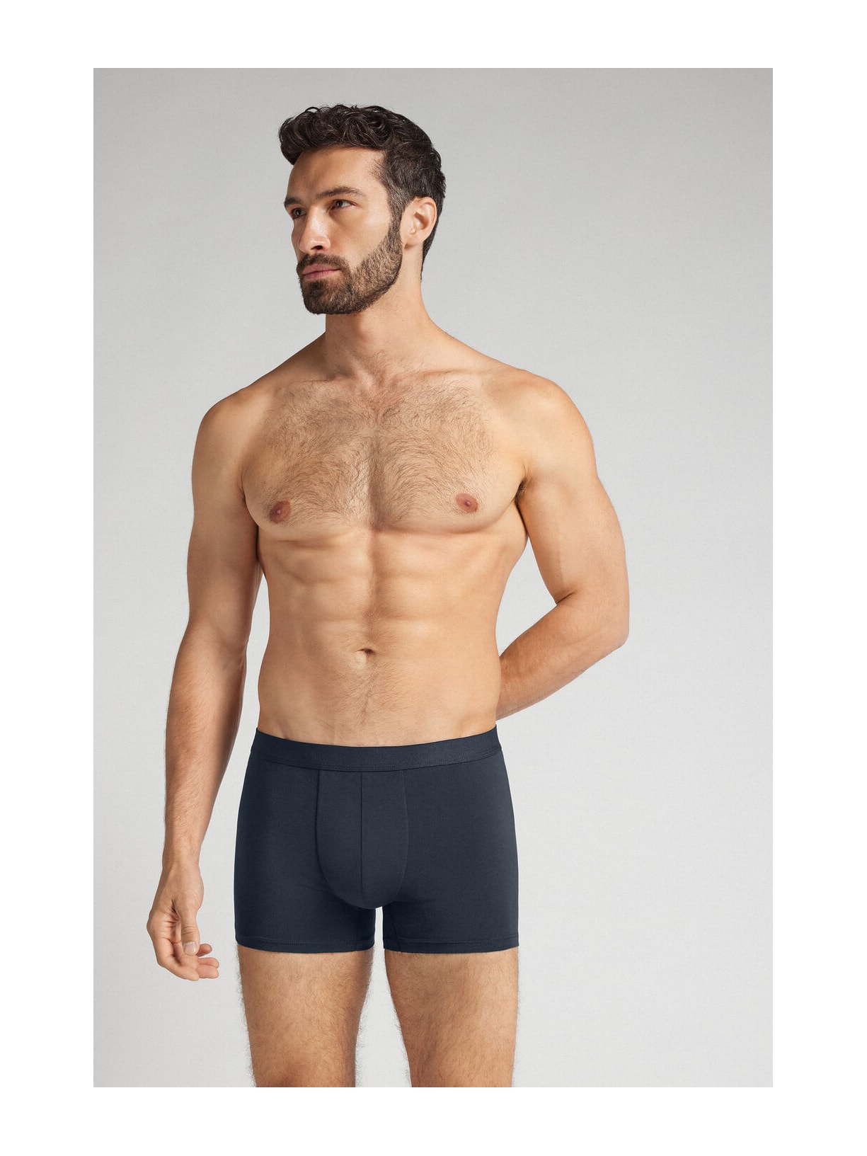 Cueca Boxer Em Algodão Supima Com Elástico Visível Azul Intimissimi